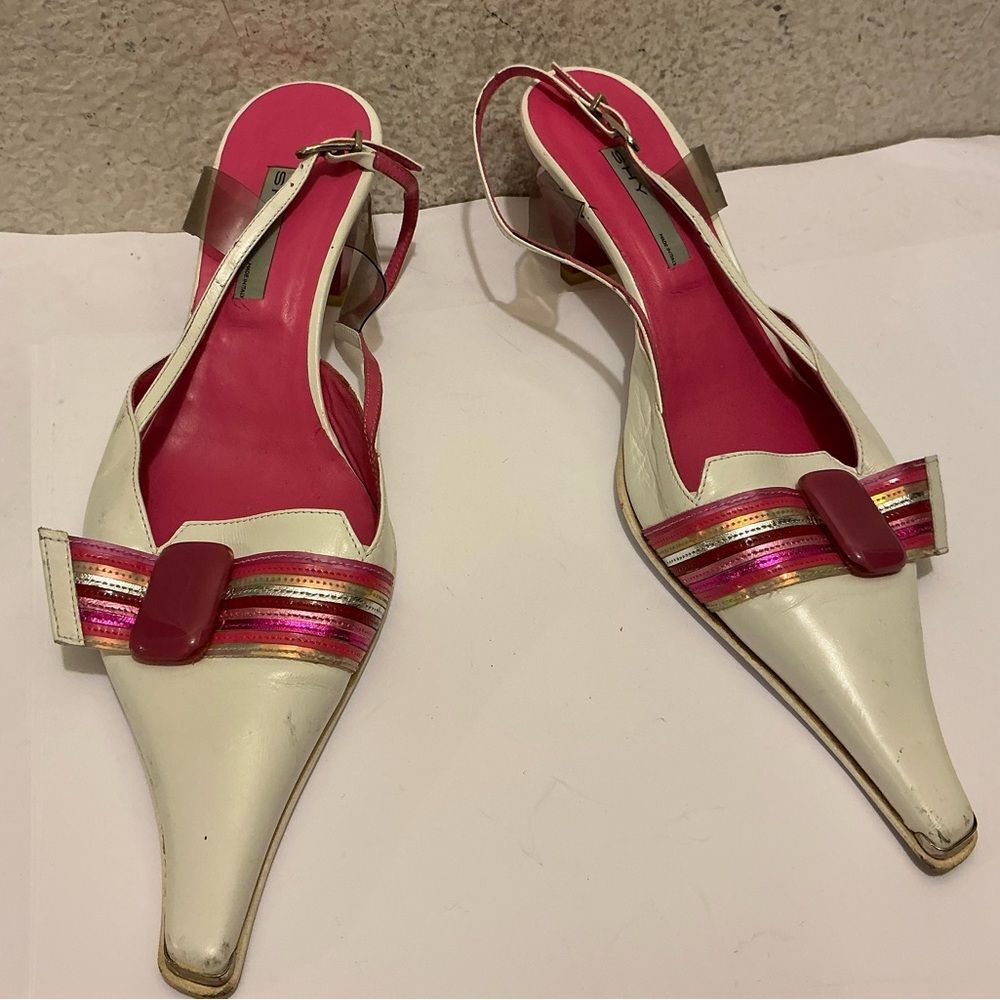 Shy Italian shoes Chic Women's Slingback Heels in Cream and Pink